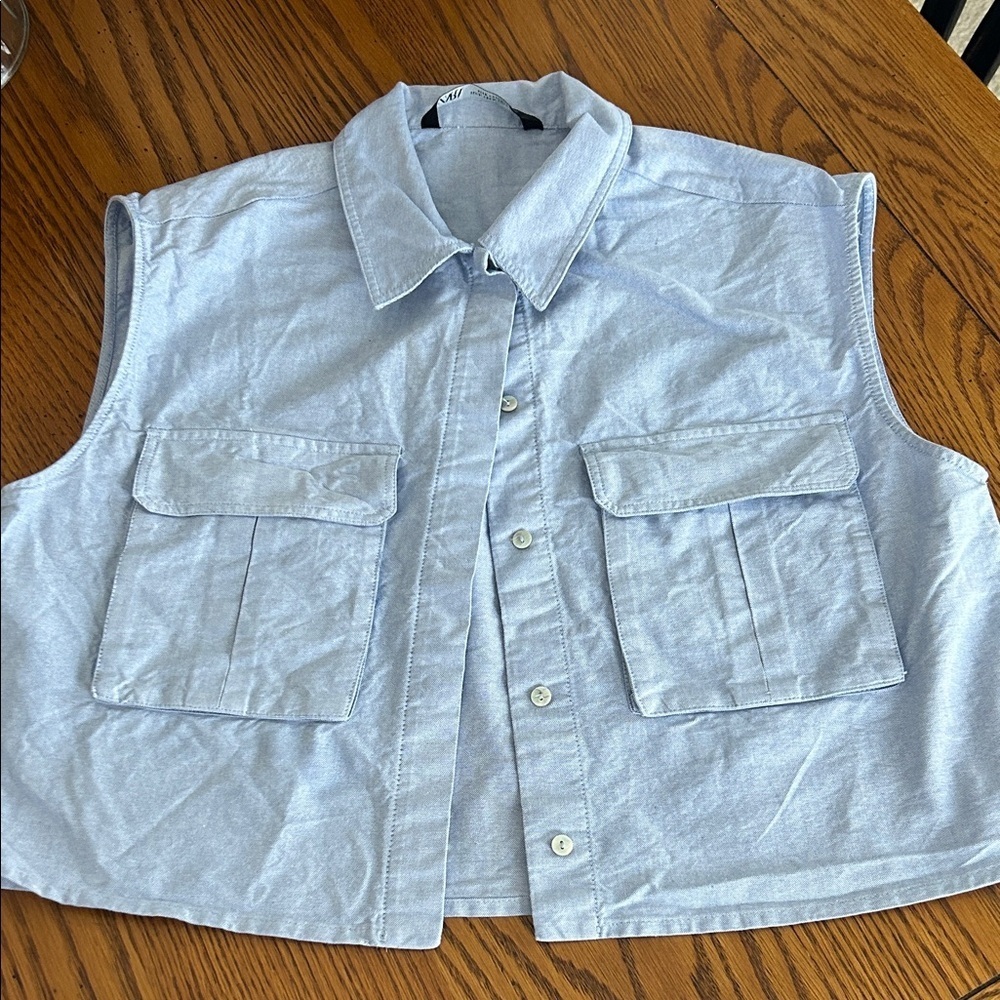 Zara Sky Blue Collared Shirt